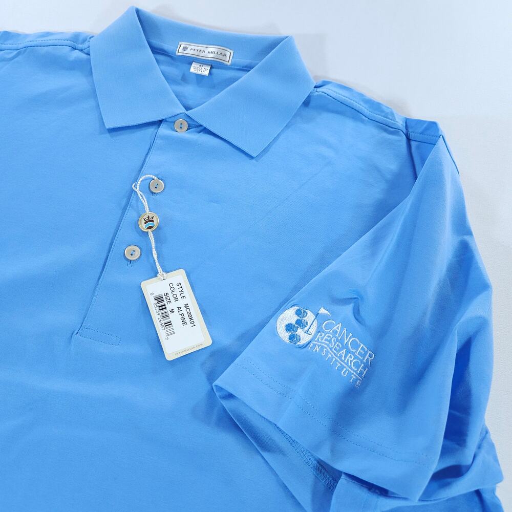 NWT Peter Millar M Golf Polo Alpine Blue Cancer Research Institute Embroidered - Picture 13 of 16